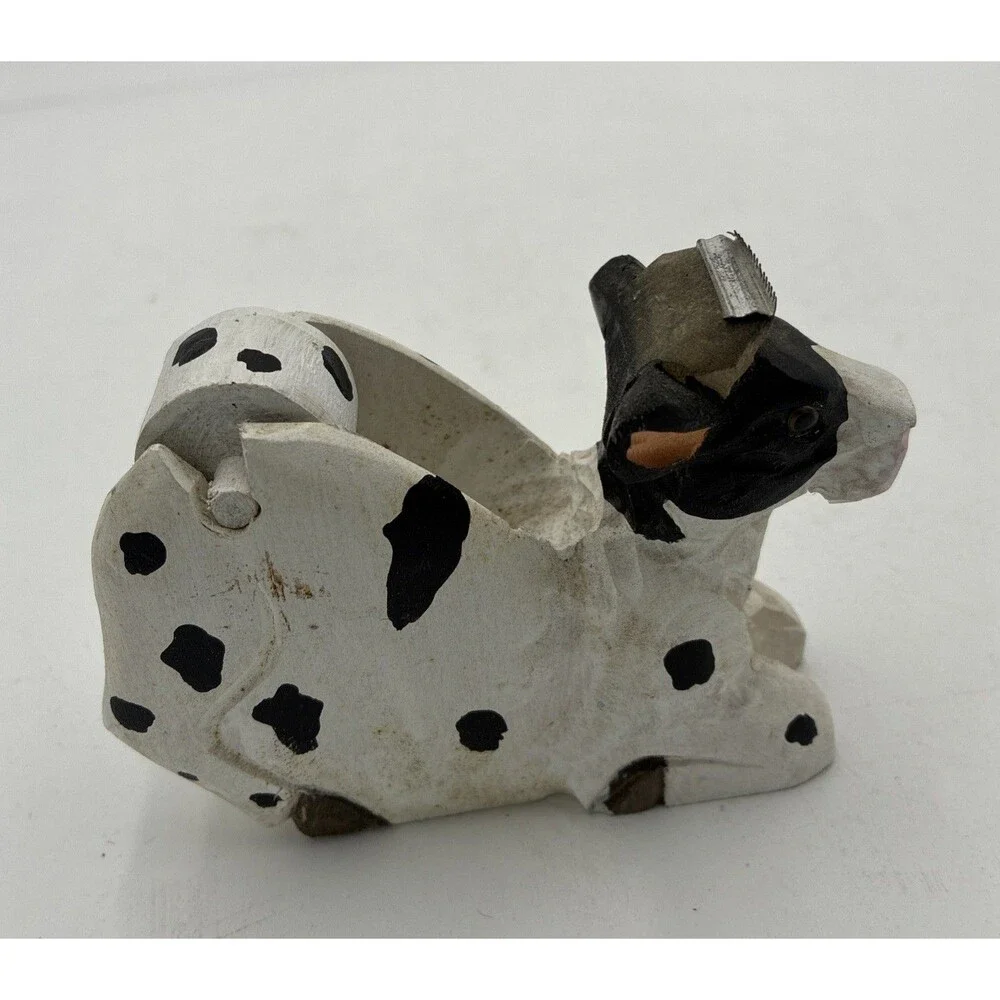 cow head shape Tape Dispenser desk top wood carving